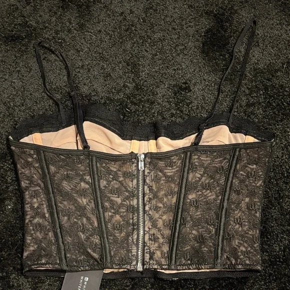 White Fox Pink and Black Lace Bustier - Picture 4 of 11